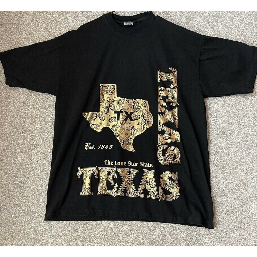 Mens Gold Graphic Print Texas Lone Star State Graphic T Shirt Size 4XL